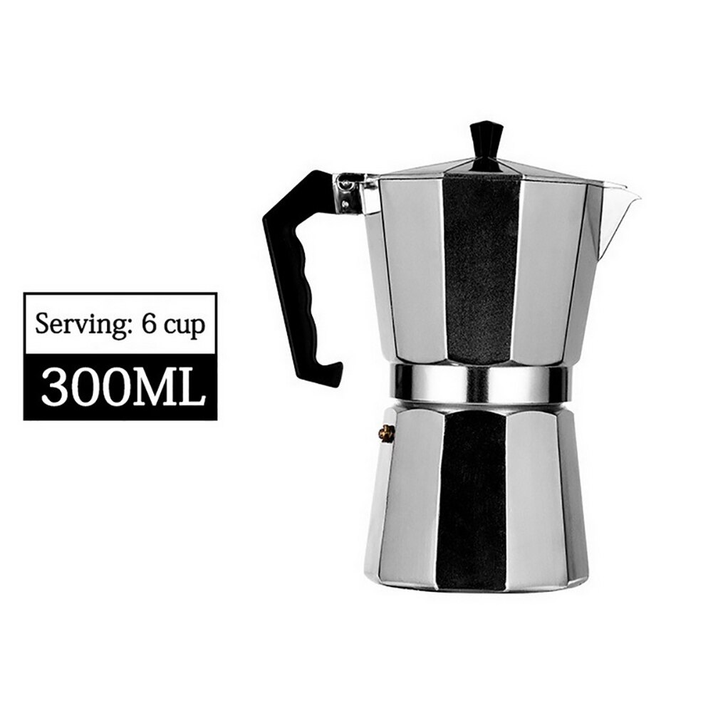 Aluminium Koffiezetapparaat Koffie Pot Moka Pot Geiser Koffie Makers Ketel Koffie Brouwer Latte Percolator Kachel Koffie Gereedschap: 300ML