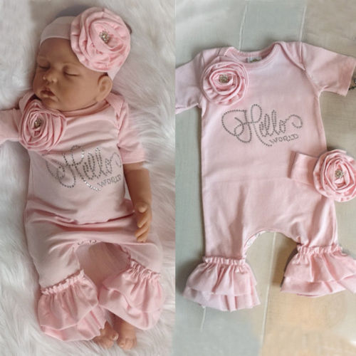 Kid Baby Girl Short Sleeve Long Flare Pants Romper Sleepwear Newborn Baby Girls Flower Romper Jumpsuit Outfits Clothes