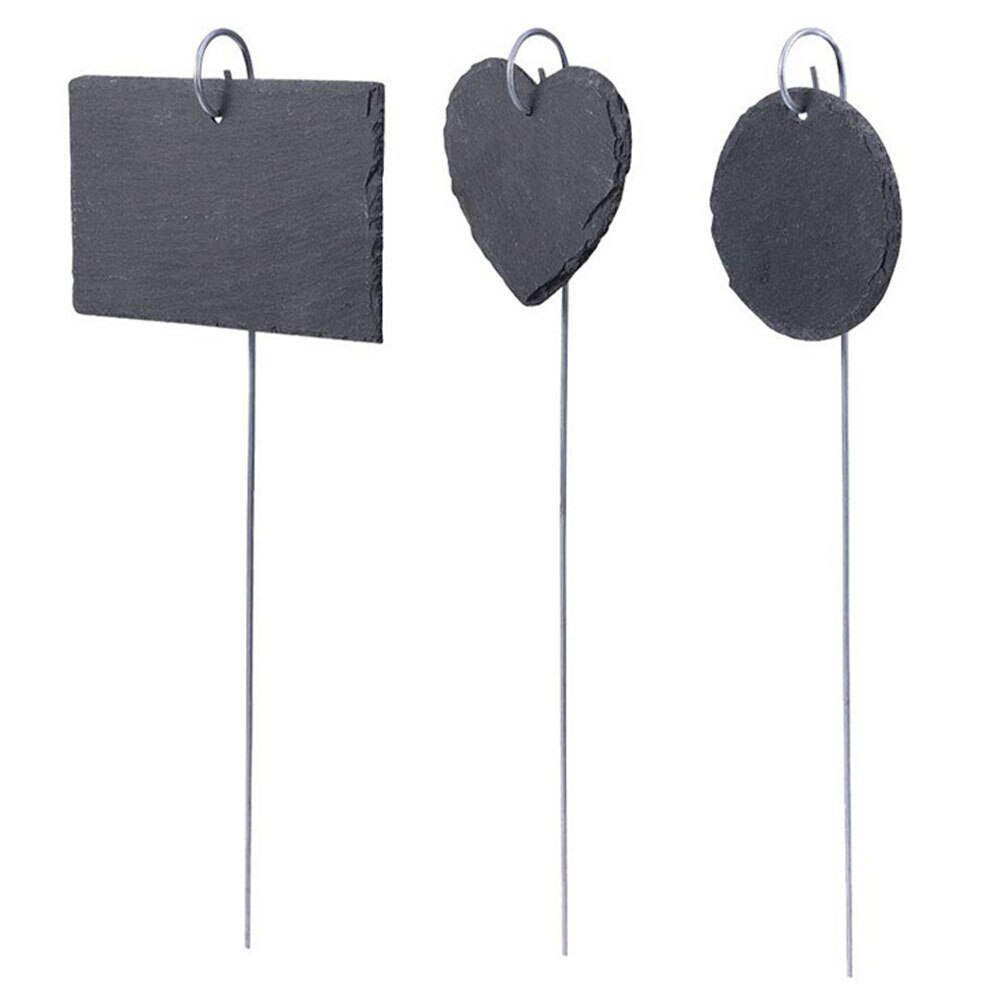 3 stk skifer haveetiketter mini tavle praktisk display skilt jern stang etiket plante identifikator til plantekasser blomsterbed  a35