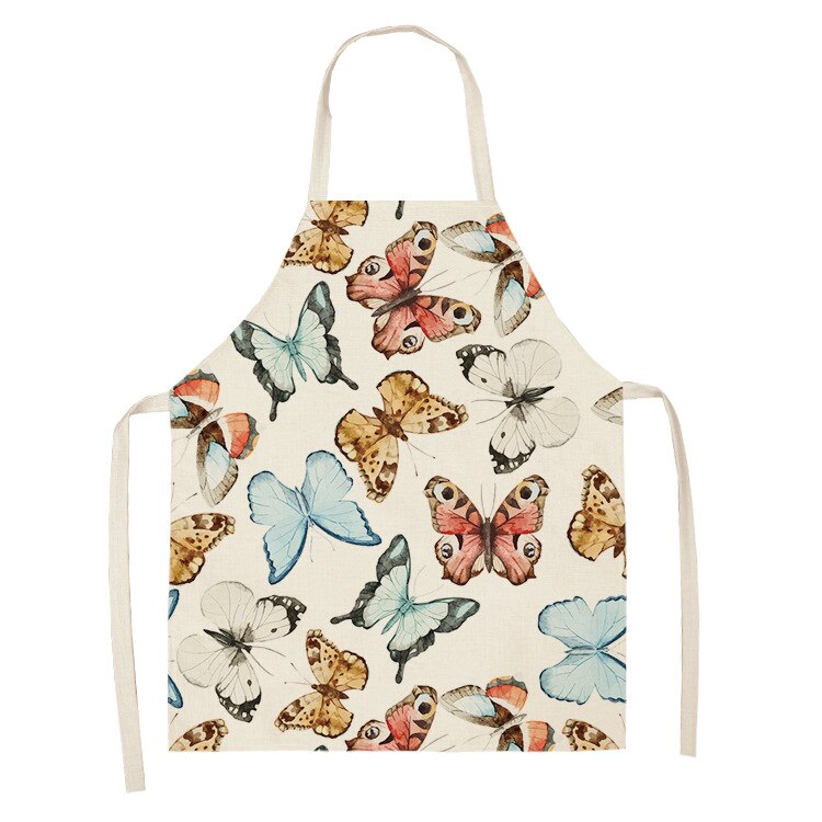 Karikatur Schmetterling Schürze Gedruckt Küche Schürzen für Frauen Baumwolle Leinen Hause Kochen Backen Taille Lätzchen Schürze Reinigung Werkzeuge: A3 / 68x55cm