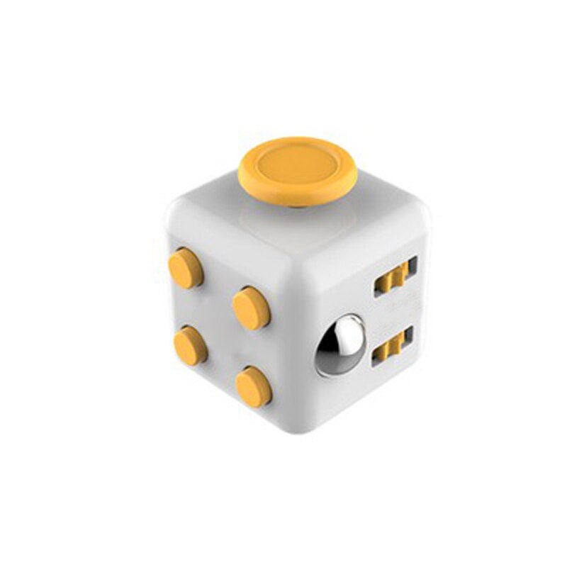 Office Stress Relief Hands Autism ADHD Anxiety Relief Focus Kids 6 Sides Magic Anti Stress Cube Spinner Toys Boredom Finger Toys: White yellow