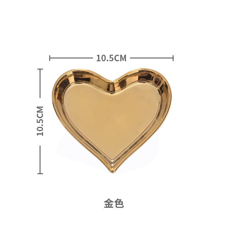 Pequeño en forma de corazon plato de porcelana pintado a mano plato de joyería de cerámica Plato decorativo bandeja Decoración de mesa