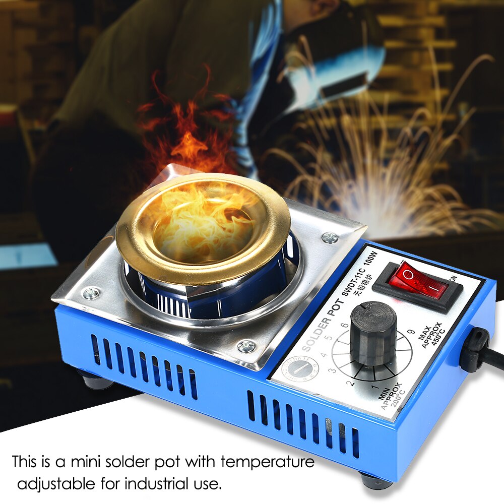 Solder Pot SWDT-41C 100W/150W/250W/300W Mini Lead Free Titanium Coating Stainless Steel Solder Pot for Welding