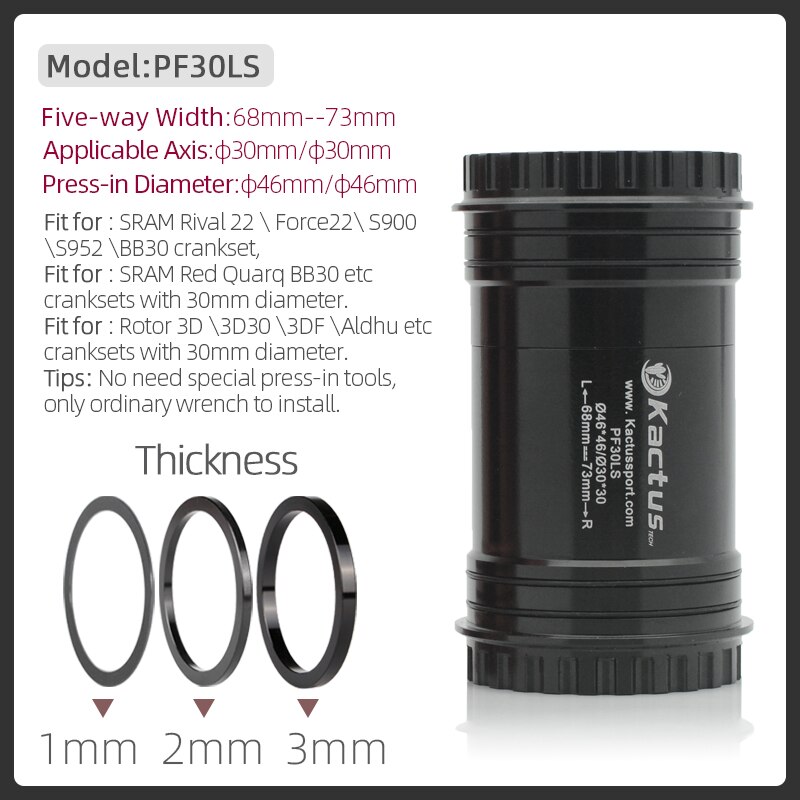 Movimento centrale della bicicletta movimento centrale 30mm albero cuscinetto ceramico parti della bicicletta PF30/PF4130/BB30/BSA30/T47 per bici da strada MTB: PF30LS BLACK