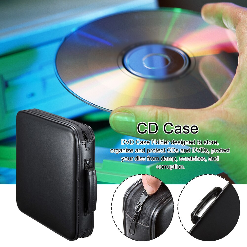 Draagbare Cd Case Dvd Vcd Portefeuilles Opbergdoos Home Zwarte Reizen Disc Organizer Dubbele Rits Beschermende Anti Scratch 160 Capaciteit