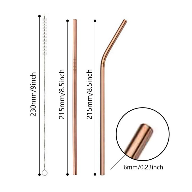 1/2/4pcs Stainless Steel Straw Reusable Metal Drinking Straw With Cleaner Brush For Home Party Barware Bar Accessories ^1
