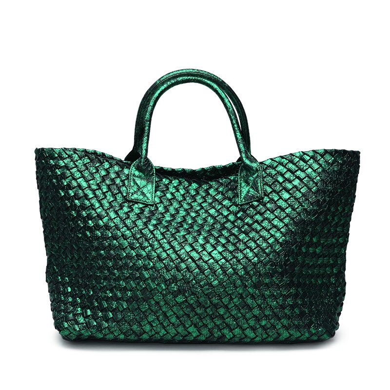 hand-woven women's bag spring summer European and American tide single shoulder vegetable basket women casual bag: green