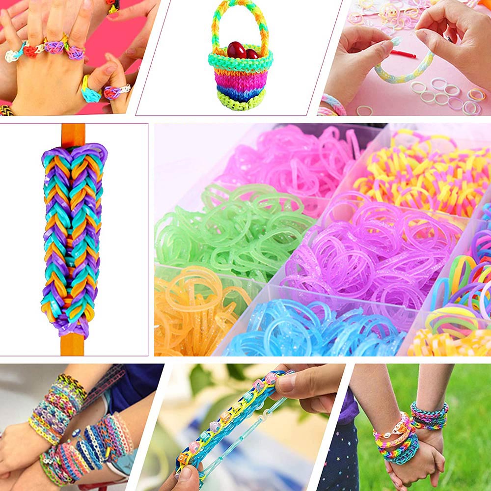 10000pcs Loom Bands Kits Rubber Bands Loom DIY Weave Box Elastic Bracelet Handicraft Kit DIY Color Rubber Girl Toy