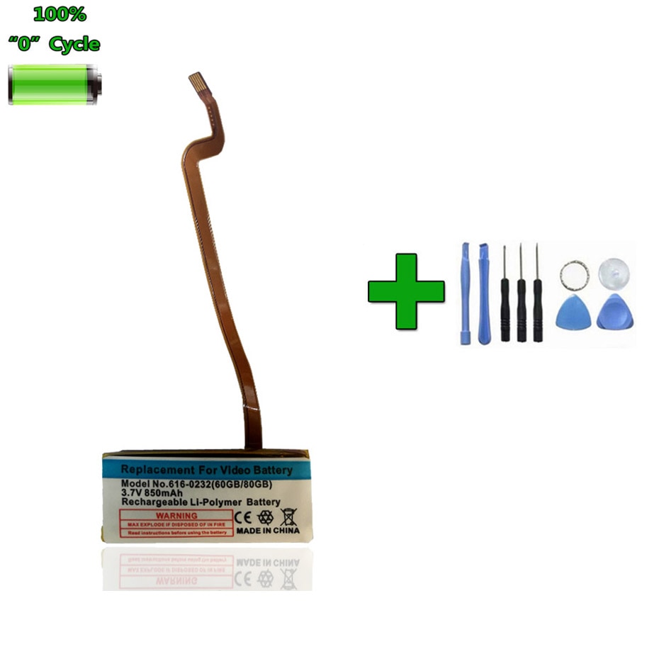 850mAh 616-0232 batterie + outils pour iPod Classic 6th GEN 80GB vidéo 30GB 60GB A1036 A1136 MB145 MB150 160GB MP4 AKKU