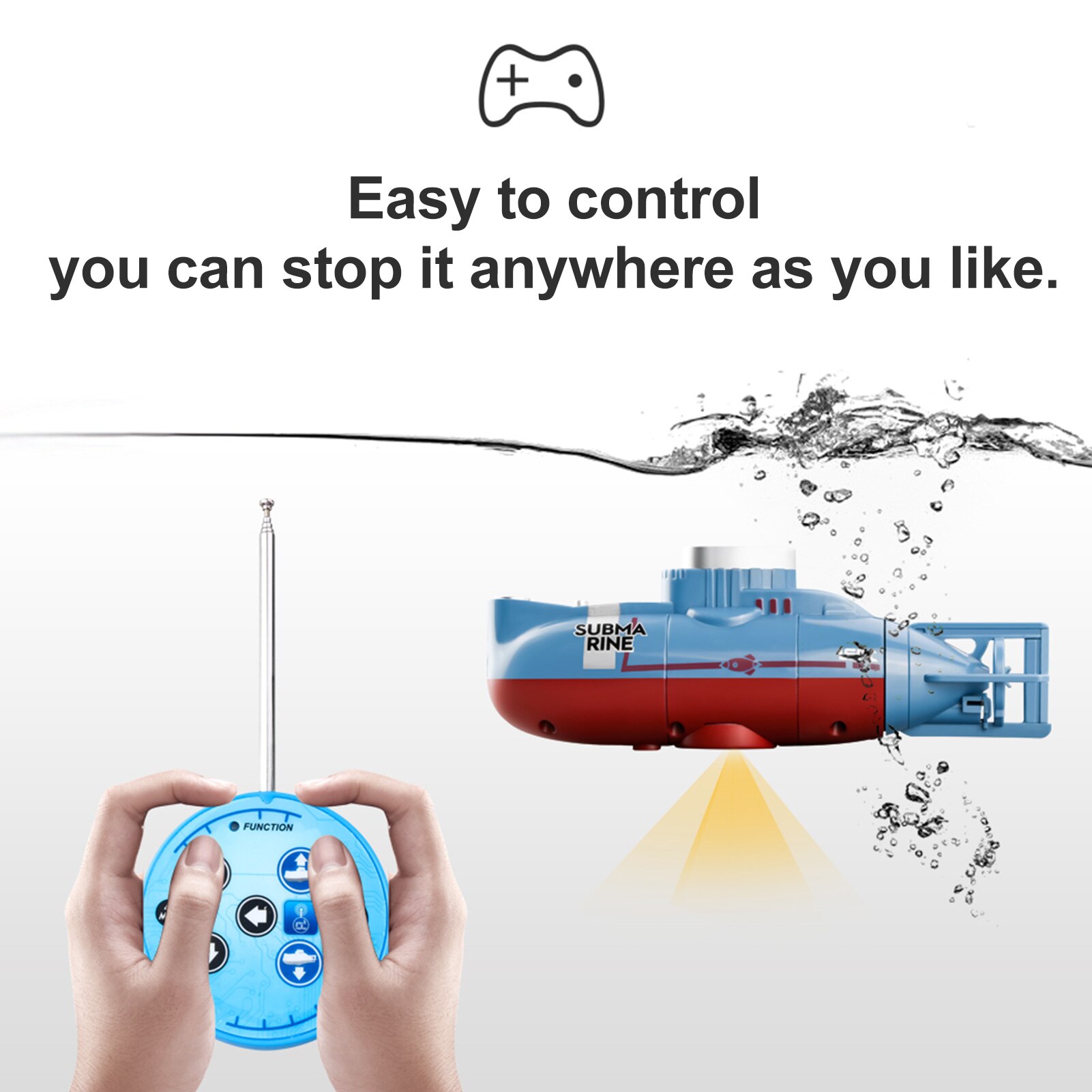 Mini Rc Submarine 0.1 M/s Snelheid Afstandsbediening Boot Waterdicht Duiken Speelgoed Simulatie Model Cadeau Voor Kinderen Jongens Meisjes jaar