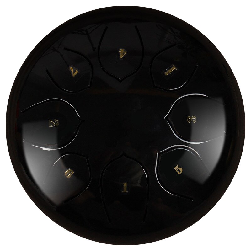 Ätherische trommel , 6 zoll, 8- ton-handpan, tanktrommel, musiktrommeln, perkussionsinstrument, mini-trommeln, instrument, zungentamburin: Schwarz