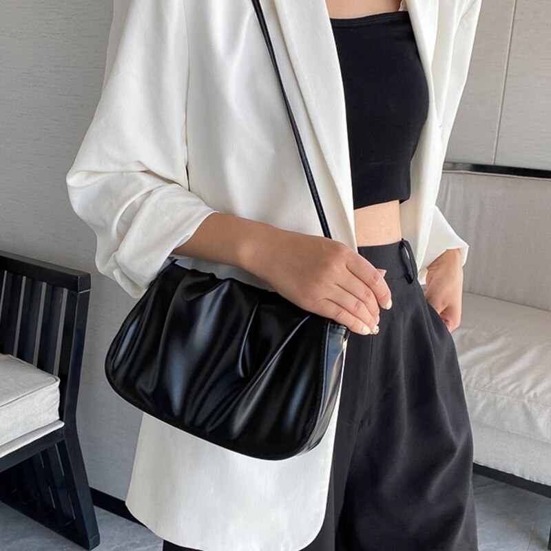 Dames zachte leren schoudertas meisjes kleine vierkante crossbody tas dames dumpling tas