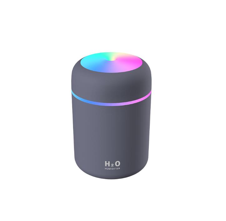 Mini Portable USB Humidifier Car Air Purifier Colorful Night Light Timed Shutdown Mute for Car Baby Room Bedroom Office 300ML: Gray