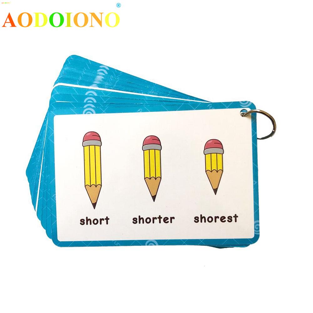 38pcs English Adjectives Original Level Comparison Level Change Rules Cards Toy Enlightenment Card Classroom Teaching Aids