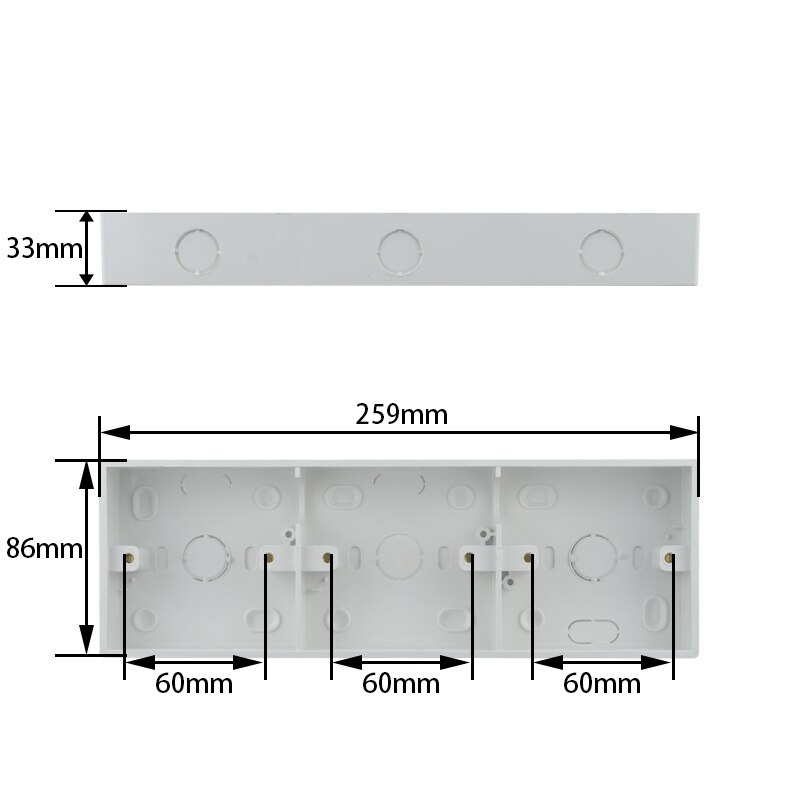 Trippel extern installationsdosa utanför kopplingsdosa monteringsdosa väggyta 3 gängdosa för 258mm*86mm strömbrytare och uttag