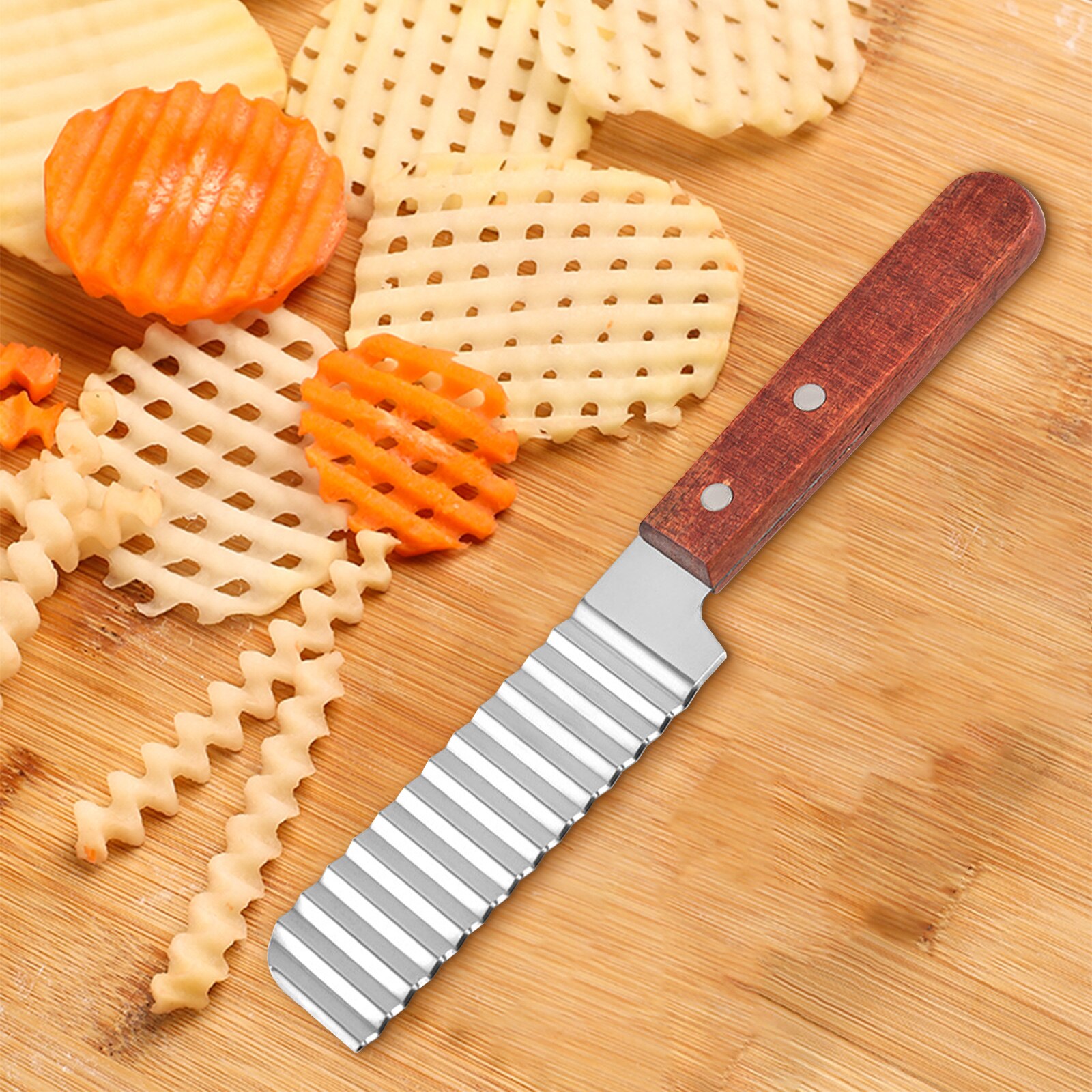 Stainless Steel Potato Chip Slicer Dough Vegetable Fruit Crinkle Wavy Slicer Knife Potato Cutter Chopper French Fry Maker Tools