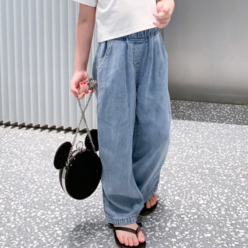 2021 primavera autunno ragazze Casual Jeans larghi pantaloni bambino bambini bambini pantaloni in Denim