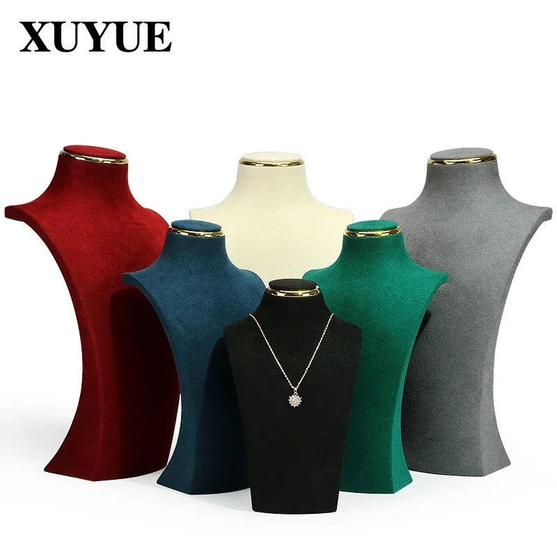 Halskæde display stand metal microfiber vindue model hals display stand vedhæng hængende hals hals hylde ny