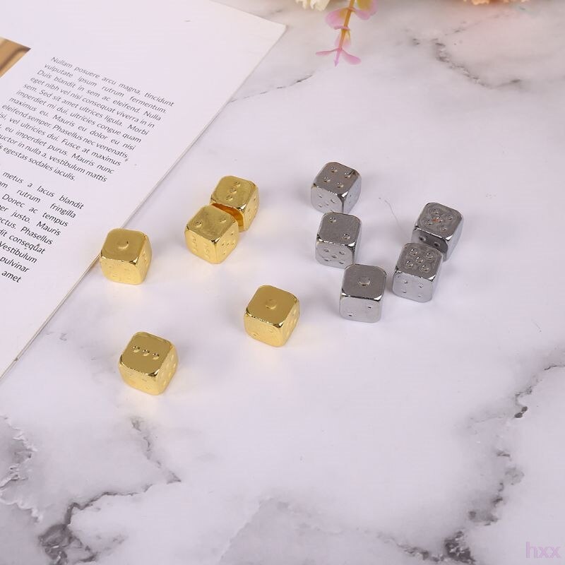 5 pièces 13mm métal dés or/argent solide lourd dés barre boîte de nuit partie boire mdn jeu dés