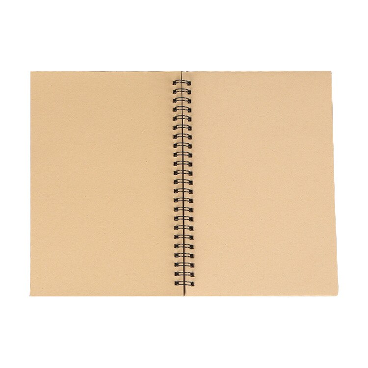 A5 B5 Spiral book coil Notebook To-Do Kraft Paper Cover Blank Paper Journal Diary Sketchbook For School Supplies Stationery: BlackCover KhakiPage / B6
