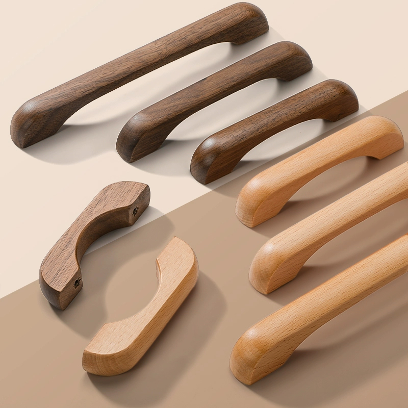 Natural Kitchen Furniture Wooden Handle Solid Wood Handles for Cabinets and Drawers Closet Dresser Wardrobe Pulls Wooden Handles