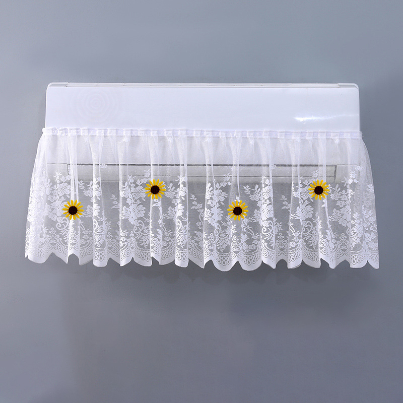 Lace Floral Embroidery Anti-direct Blowing Air Conditioning Windshield Curtain Dust-proof Hanging Cover Cloth Home Decor: plum