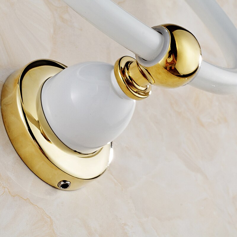 Suguword White plus Golden Towel Ring Bathroom Accessories Punch Install