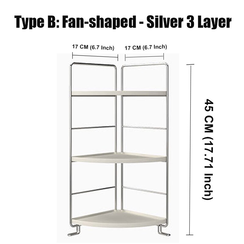 Bathroom Organizer Washroom Vanity Shelf Storage Rack Corner Caddy Tooth Stand Holder Bathtub Tray Adjusted layer Height: 3 Layer B Silver
