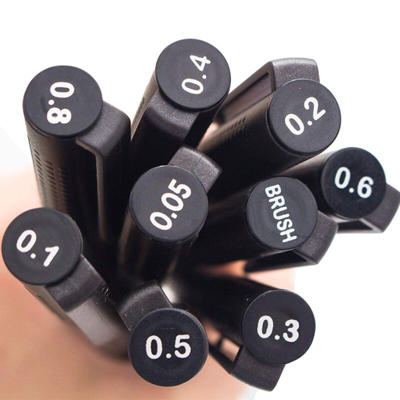 Black Pigment Ink Micro Pens Waterproof Drawing Pen for Artist Sketching Illustration Comic Manga Writing Assorted Tips