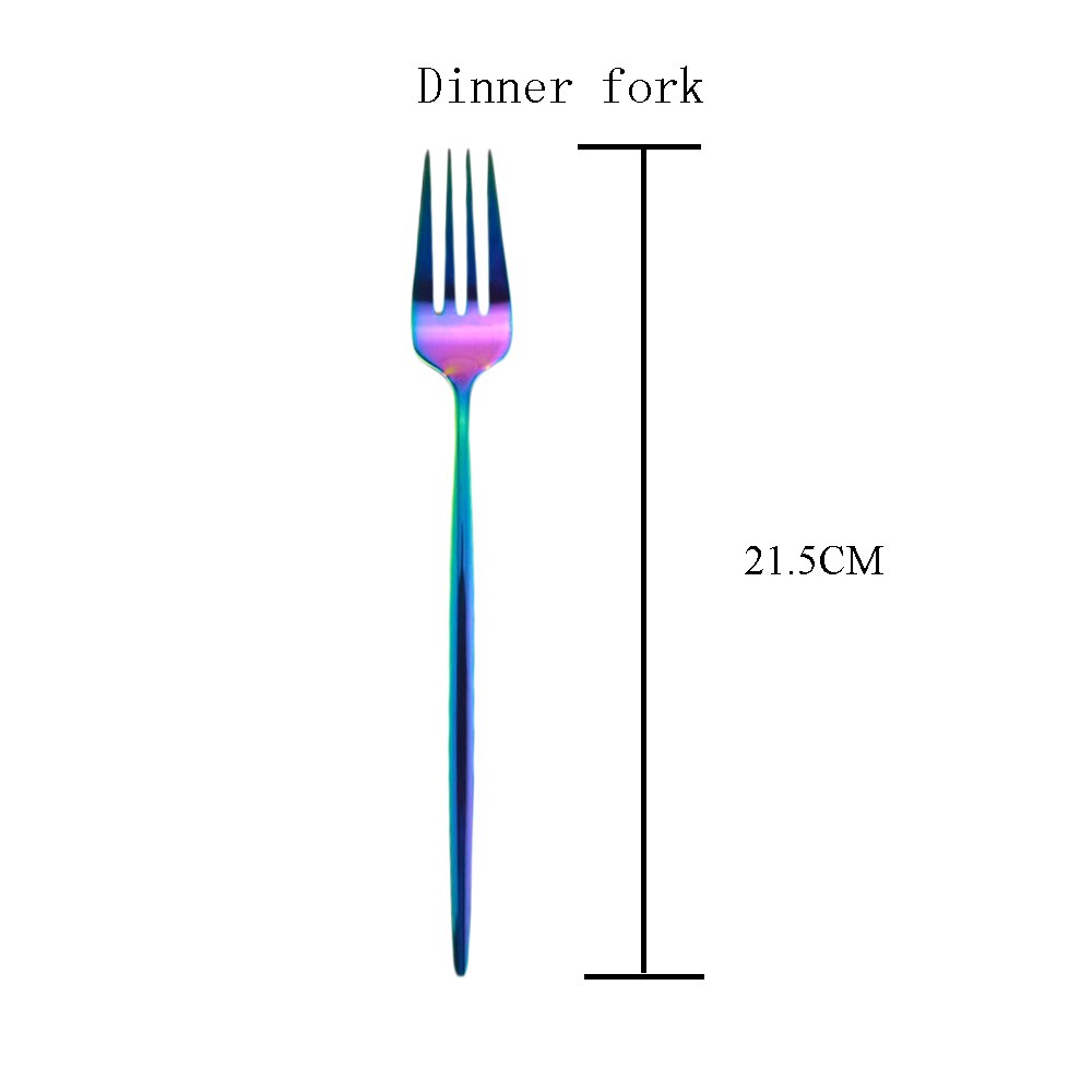 8pcs Rainbow Dinnerware Fork Set 18/10 Stainless Steel Flatware Fork Set Gold Cutlery Set Home Silverware Tableware Accessories