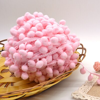 verkoop 5yd/lot 25mm breedte kleurrijke PP bal elastische kant lint kwastje trim naaien materiaal accessoires voor thuis decoratie: pink 405