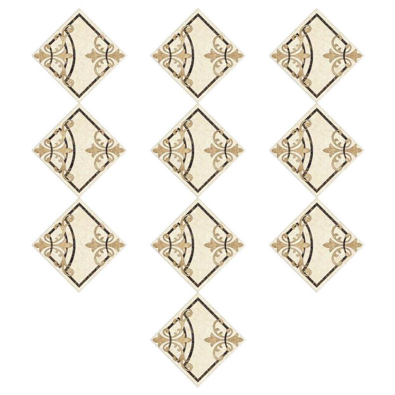 10 Uds. Suelo azulejo Diagonal pared pegatina Vintage patrón cocina cartel resistente al desgaste arte murales accesorios decorativos