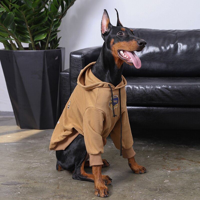 Grand pull pour chien, vêtements d&#39;automne et d&#39;hiver, Golden Retriever, Doberman, Labrador, veste avec chapeau, chemises, accessoires pour chiens