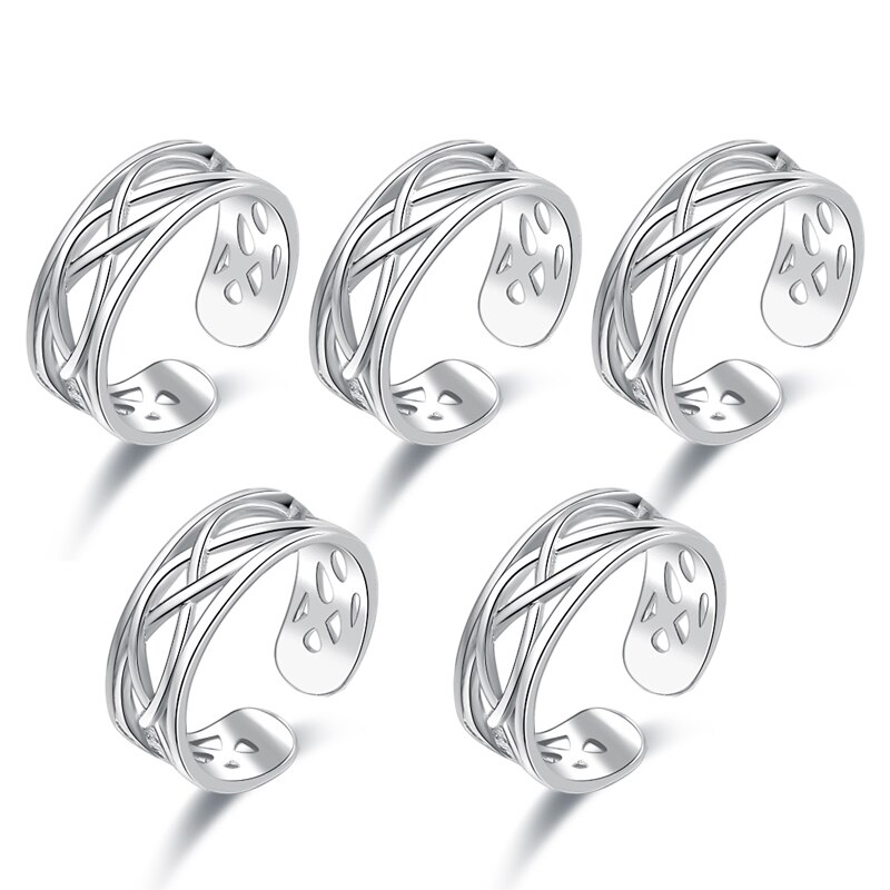 8PCS Tail Foot Ring Adjustable Open Toe Rings Set for Women Girl Summer Beach Vacation Kunuckle Jewelry Finger Ring: Style  E