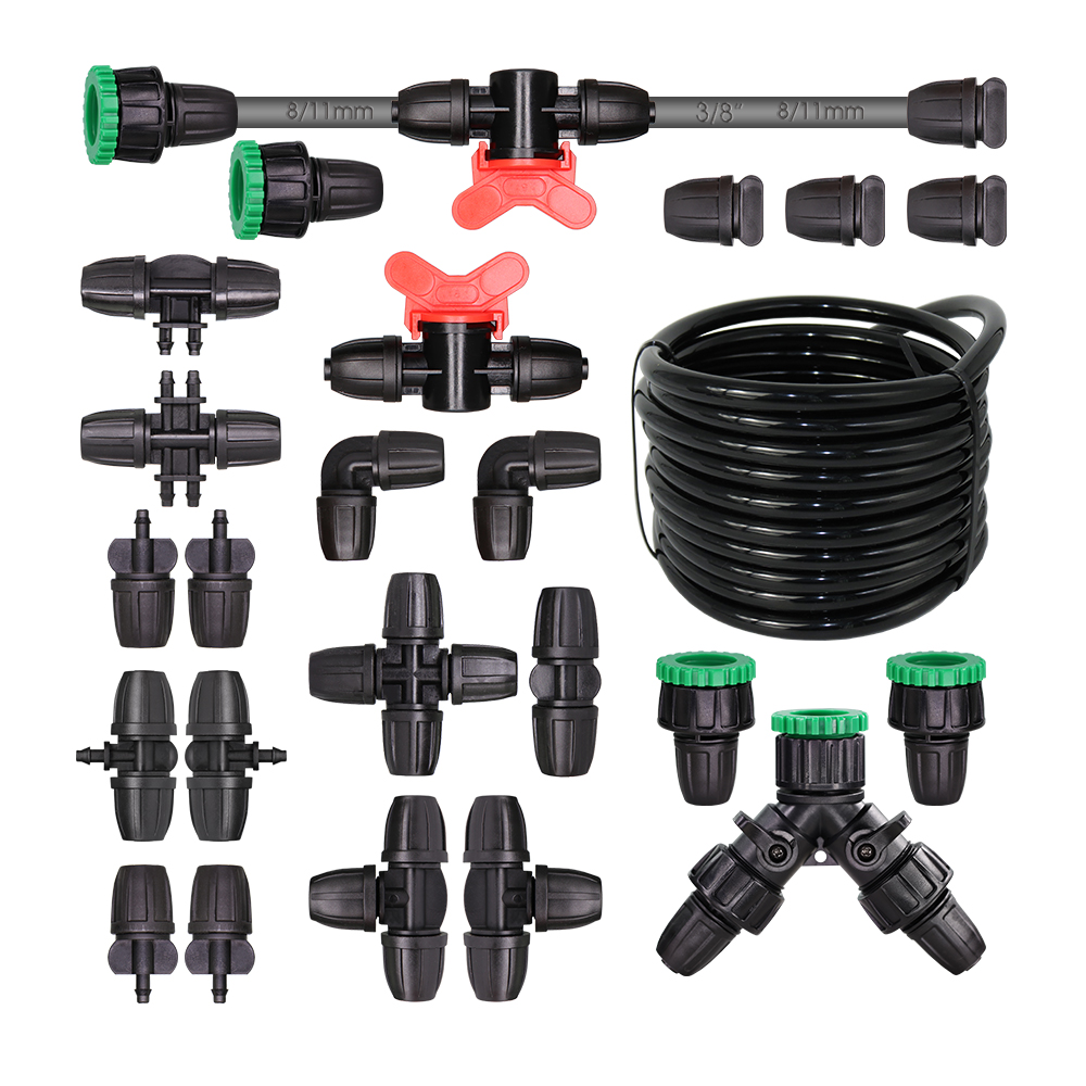 3/8 ''Pvc Slang Tubing 8/11Mm Watering Irrigatie Water Koppeling Adapter Lock Gewrichten Tuin Tap Connector tee Verminderde Elleboog Cross