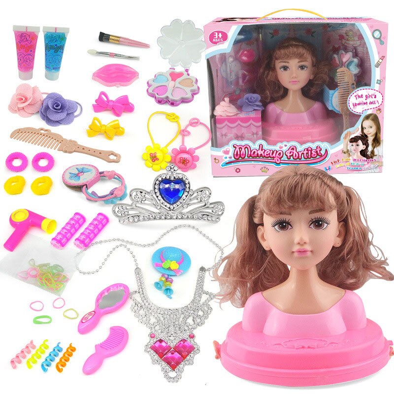 Conjunto de muñecas de juguete para niña, peine de maquillaje de princesa, Kit de seguridad no tóxico, para niña: A Plus