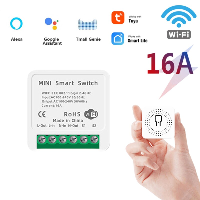 10A/16A MINI Wifi Smart Switch Timer Wireless Switches Smart Home Automation Compatible With Tuya Alexa Google Home