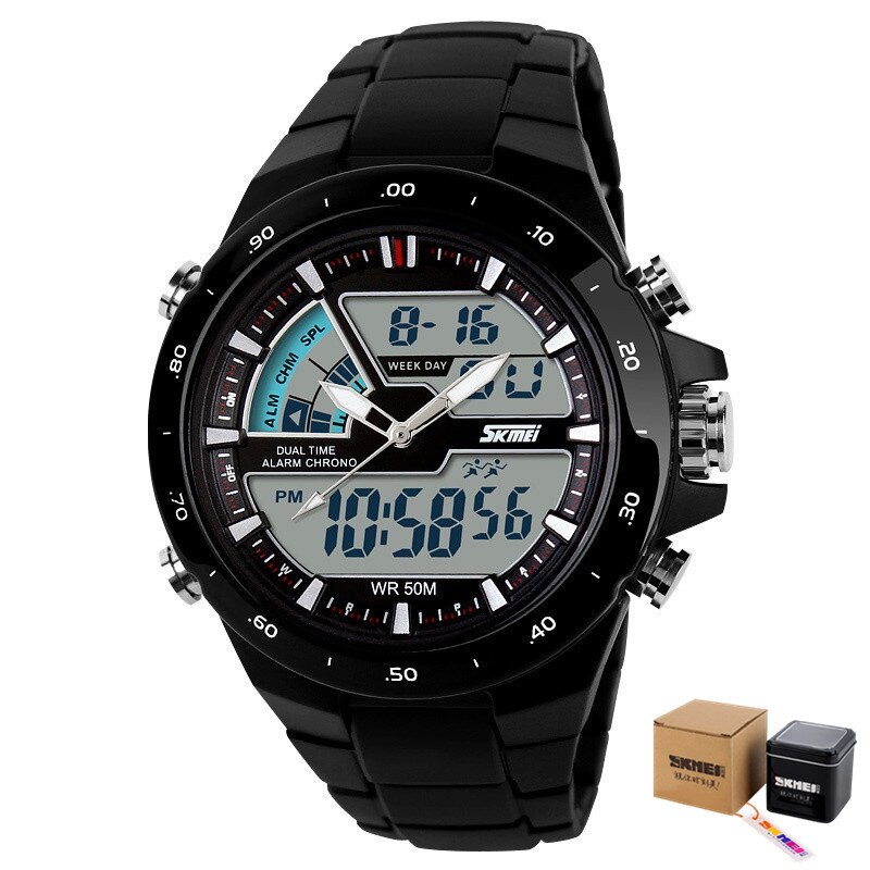 SKMEI – montre à Quartz pour hommes, double affichage, plusieurs fuseaux horaires, calendrier, Sport, étanche, 1016: style6 with box