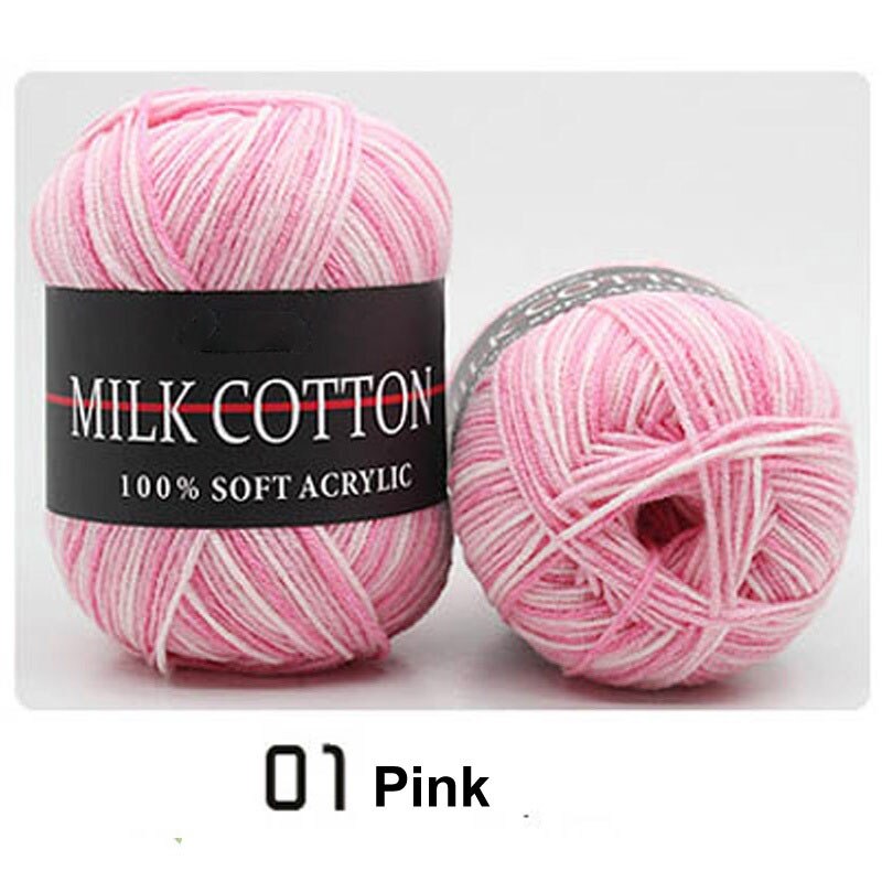 1 Piece Of 50g Milk Cotton Yarn Knitting Crochet Baby Cotton Yarn Velvet Hand-knitted Wool Crochet Scarf Hat DIY Sweater Gloves: pink