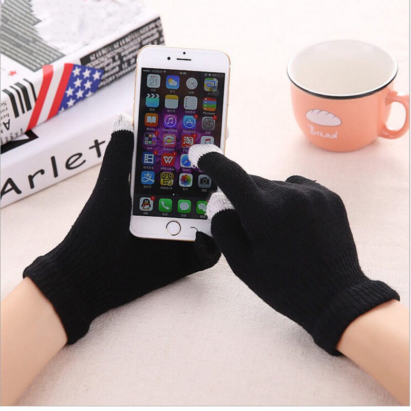 Vinter kvinder cashmere uld strikkede handsker farve touch screen handsker udsøgt varme: St001-3