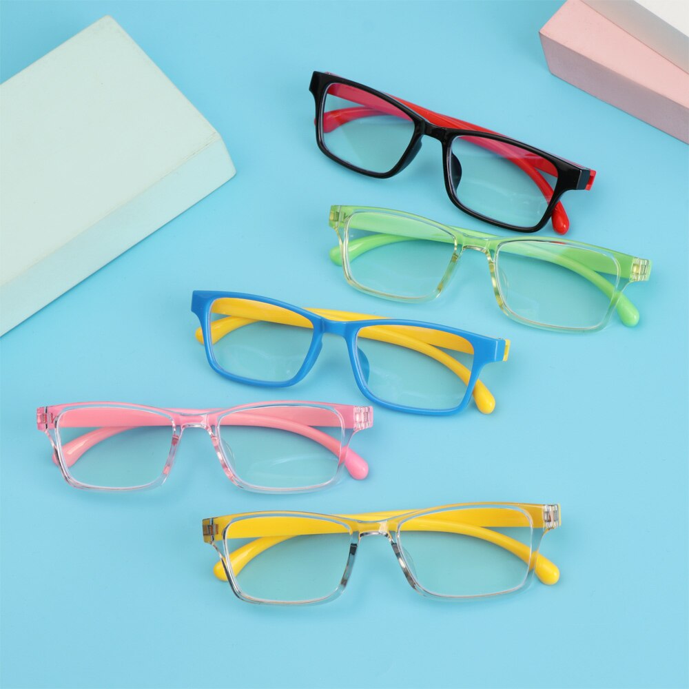 1PC Square Anti-blue Light Glasses for Children Soft Frame Goggle Ultralight Silicone Frame Glasses Kids Eyewear Vision Care