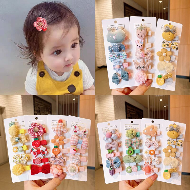 5 Teile/satz Nette Karikatur Baby Mädchen Haarnadeln Bogen Blume freundlicher Mini Haar Clips Barrettes freundlicher Haarnadeln Baby Haar Zubehör