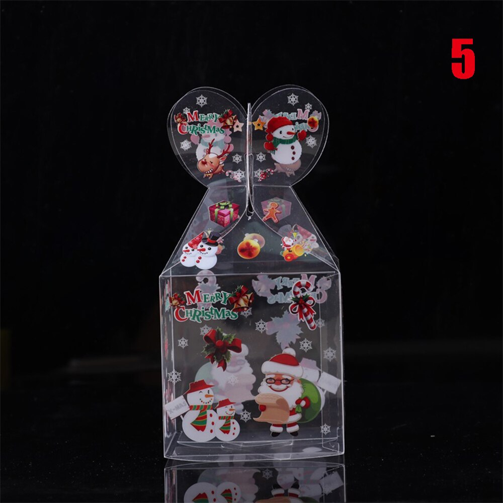 1 Pza PVC caja de dulces transparente muñeco de nieve alce Reno manzana cajas Navidad decoración embalaje suministros para fiestas: 5