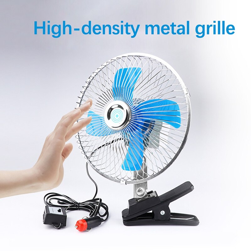 12V Mini Electric Auto Car Fan Low Noise Summer Cooling Fan Truck Vehicle Strong Wind Air Cooler Conditioner 8Inch