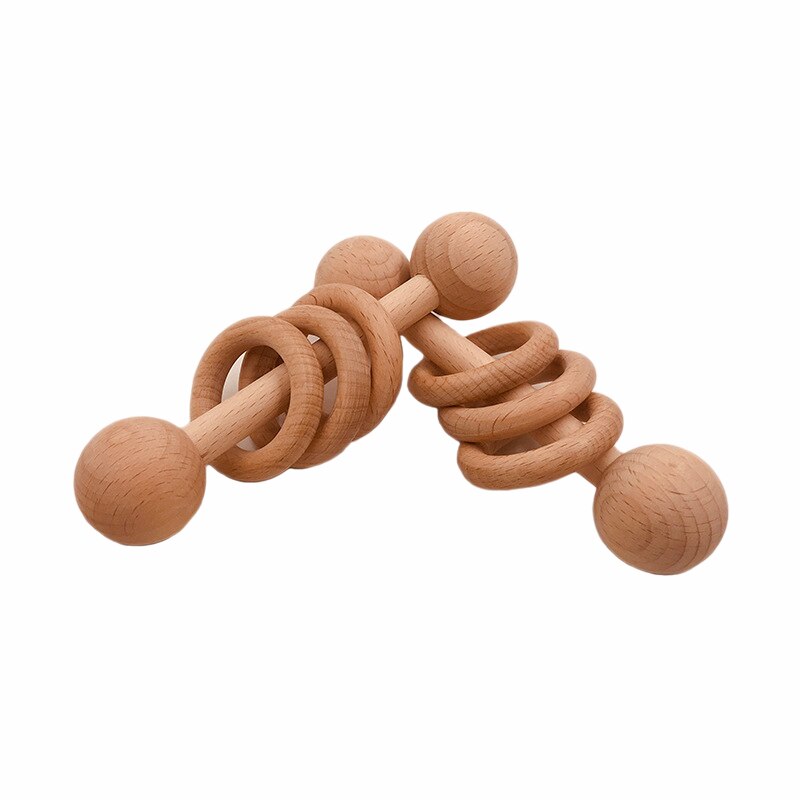 1 Pcs Houten Bijtring Rammelaar Activiteit Gym Speelgoed Houten Lege Ring Kinderziektes Speelgoed Baby Verpleging