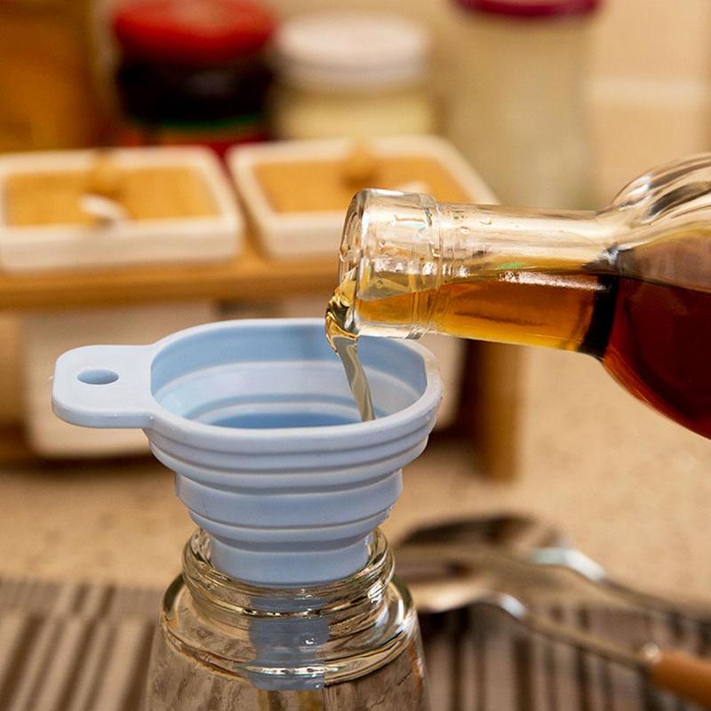 Telescopic UV Resin Funnel With Metal Filter Cup Silicon Funnel Long Neck Funnel Liquid Filling Kitchen Tools