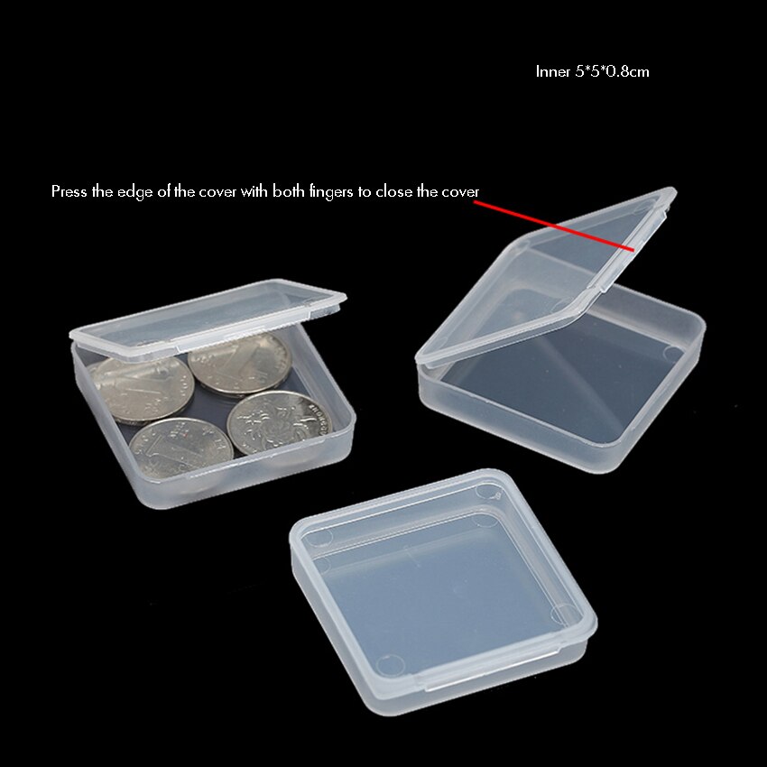 Vierkante Lege Mini Clear Plastic Organizer Opbergdoos Containers Met Scharnierende Deksels Voor Kleine Items, Ambachtelijke Projecten 5.4x5.4x1.2cm