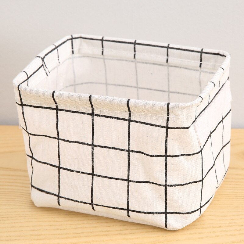 Cesta Rectangular de tela para almacenamiento, cesta de baño impermeable para manos, cesta de almacenamiento de escritorio, cesta de almacenamiento: White Plaid