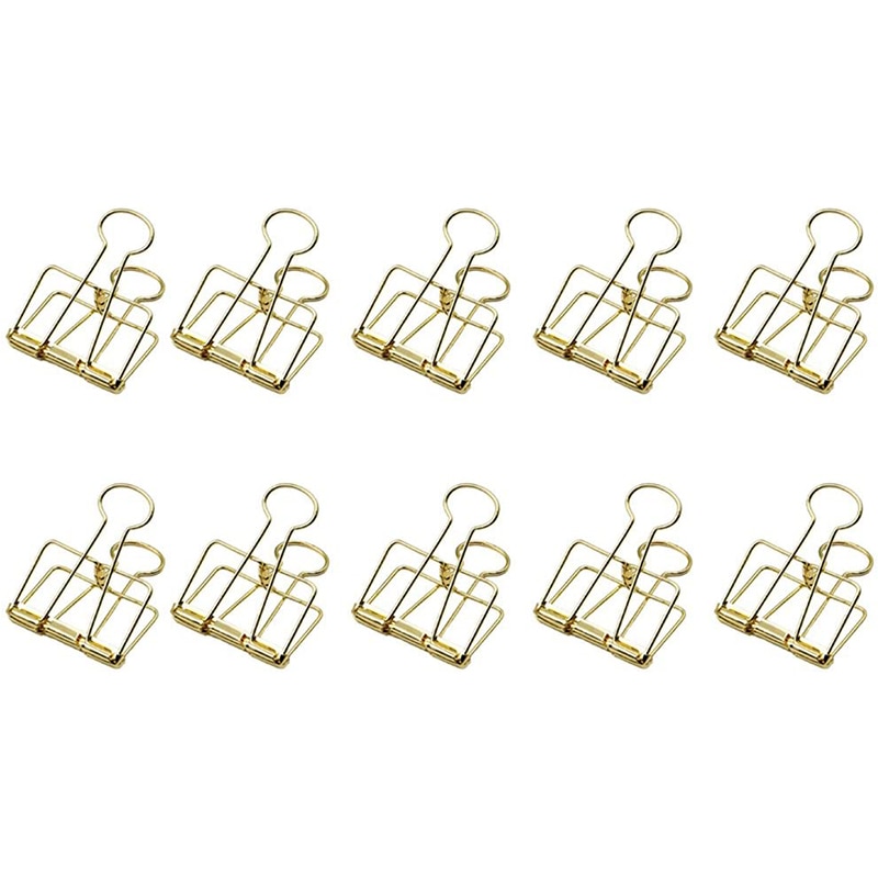 Clip de Metal Retro ahuecado para Carpeta, Clip para facturas, Clips de papel decorativos para oficina, hogar, escuela, uso (dorado, grande), 10 Uds.