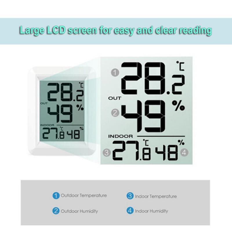 Digital Wireless Hygrometer Lcd Thermometer Indoor Outdoor Electronic Temperature Humidity Monitor Weather Station Alarm Clocks
